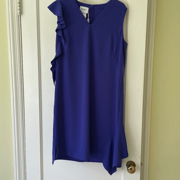 AKRIS PUNTO Asymmetrical Sleevless Cascading Ruffle Dress Size 10 - Picture 3 of 10